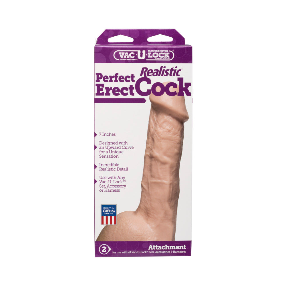 Vac-U-Lock 7&quot; Realistic Perfect Erect Cock - Beige