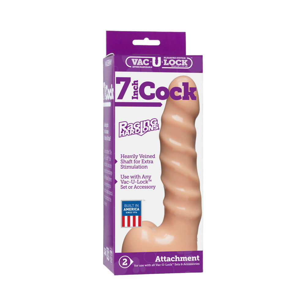 Vac-U-Lock 7&quot; Raging Hard-Ons Cock - Beige