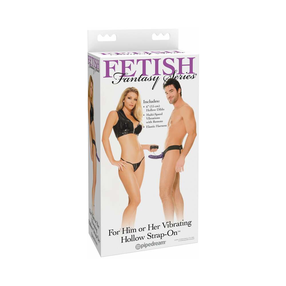 Fetish Fantasy For Him Or Her Vibrating Hollow Strap-On Purple