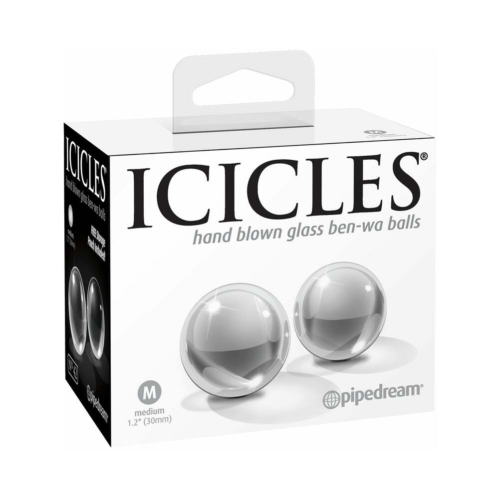 Icicles No 42 Medium Glass Ben Wa Balls Clear