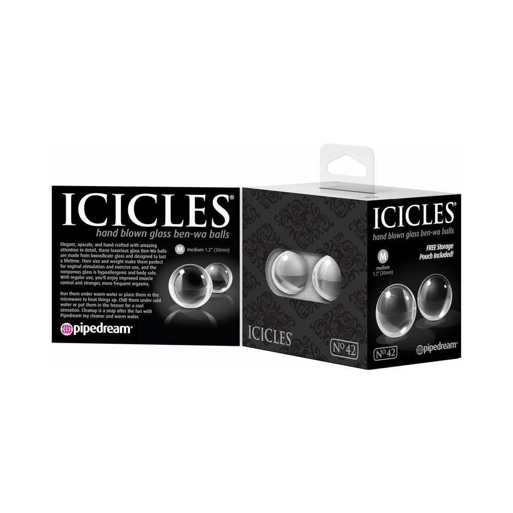 Icicles No 42 Medium Glass Ben Wa Balls Clear