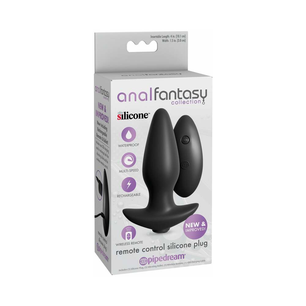 Anal Fantasy Collection Remote Control Silicone Plug - Black