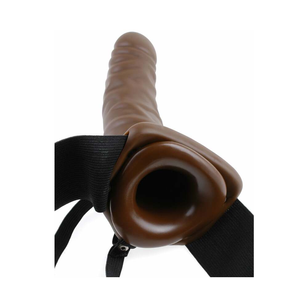 Fetish Fantasy 8In Vibrating Hollow Strap-On Brown