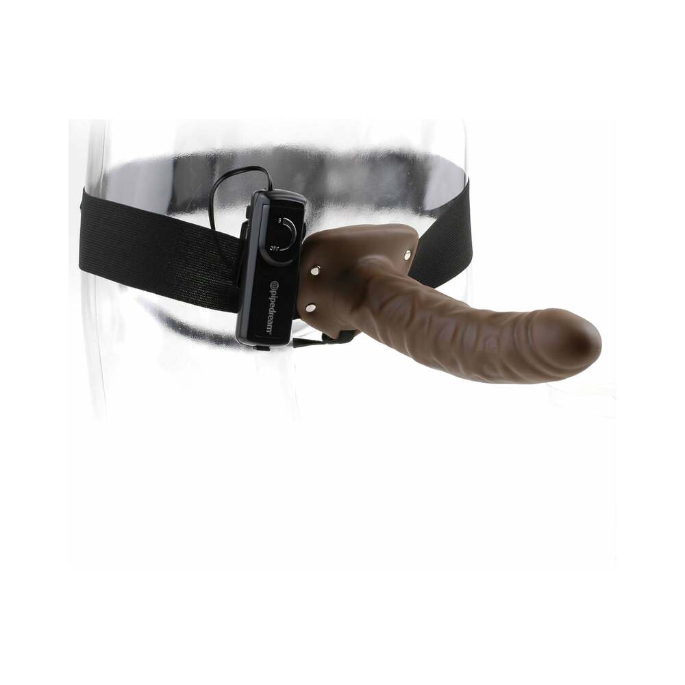 Fetish Fantasy 8In Vibrating Hollow Strap-On Brown