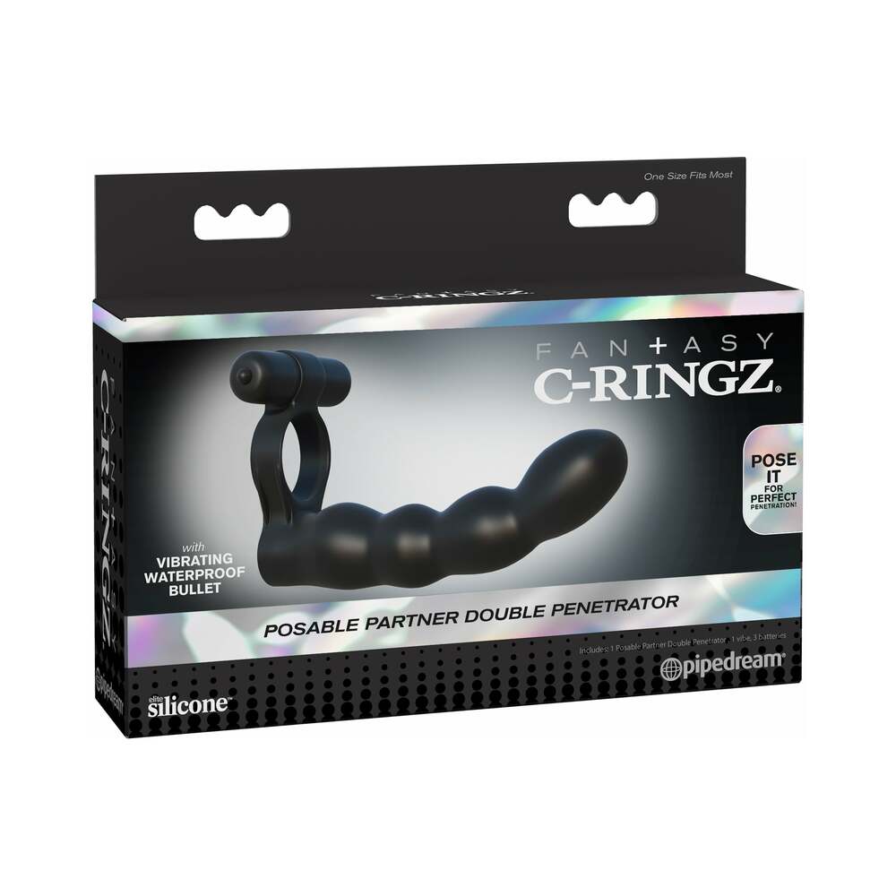 Fantasy C-Ringz Posable Partner Double Penetrator - Black