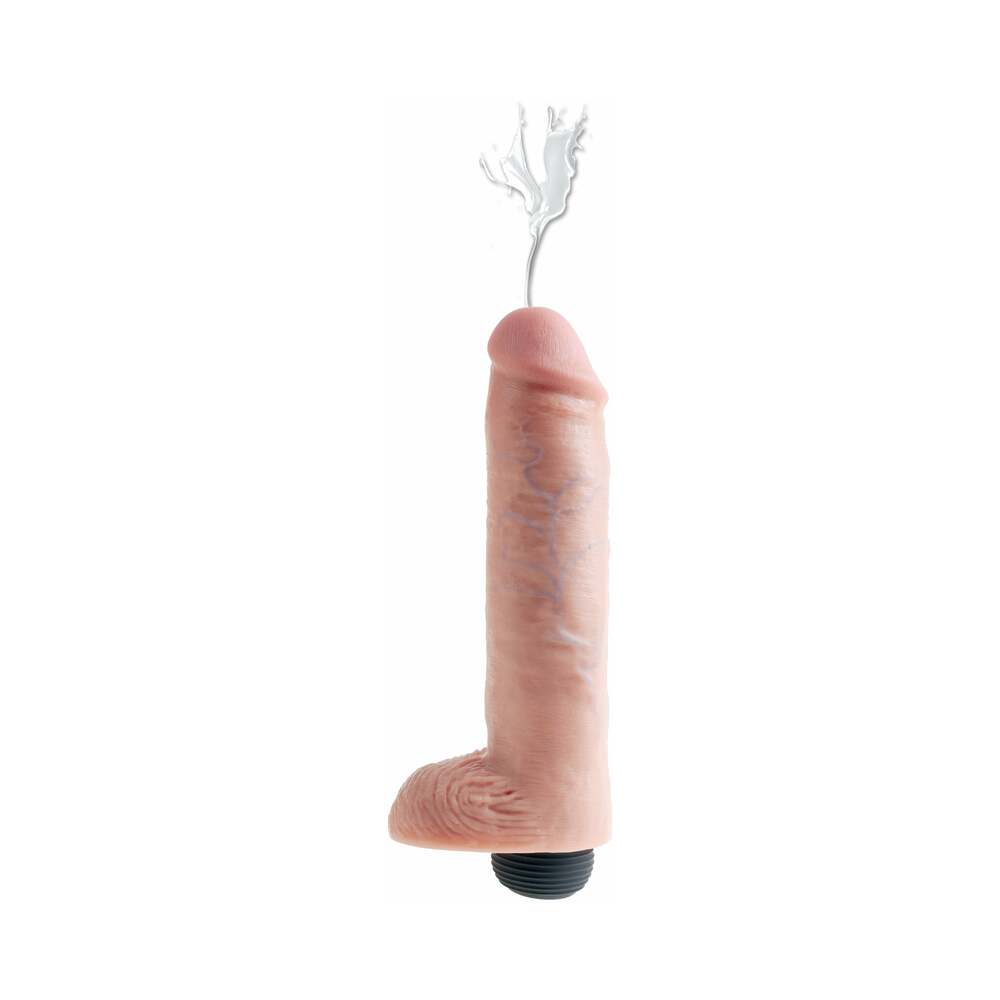 King Cock 10 Inches Squirting Cock Balls Beige