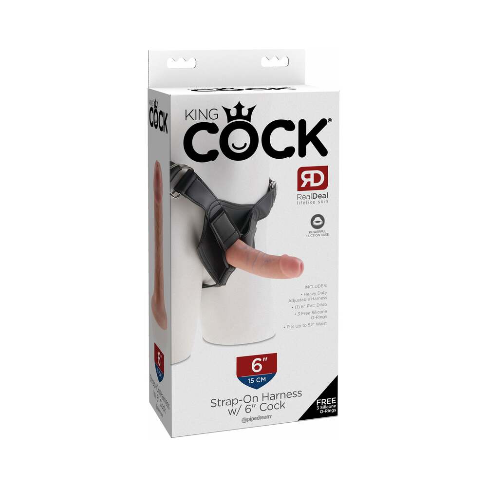 King Cock Strap On Harness With 6 Inches Dildo Beige