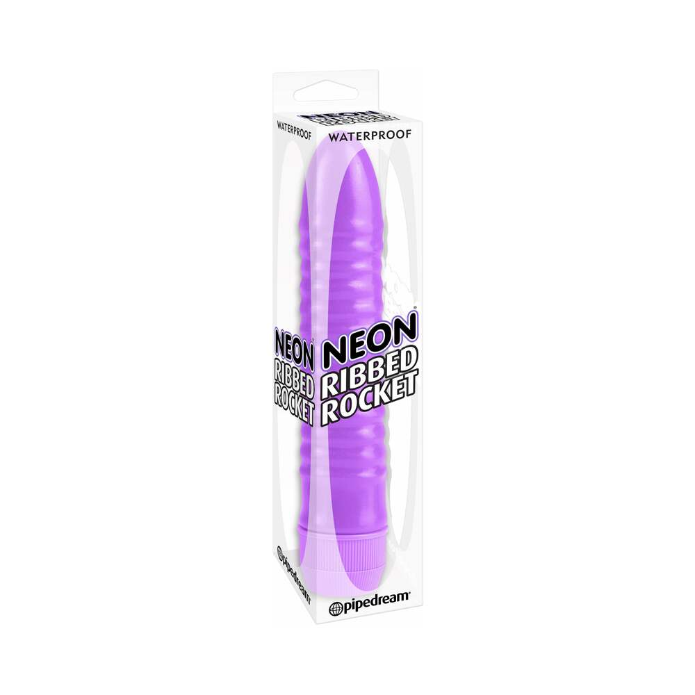 Neon Ribbed Rocket Vibrator