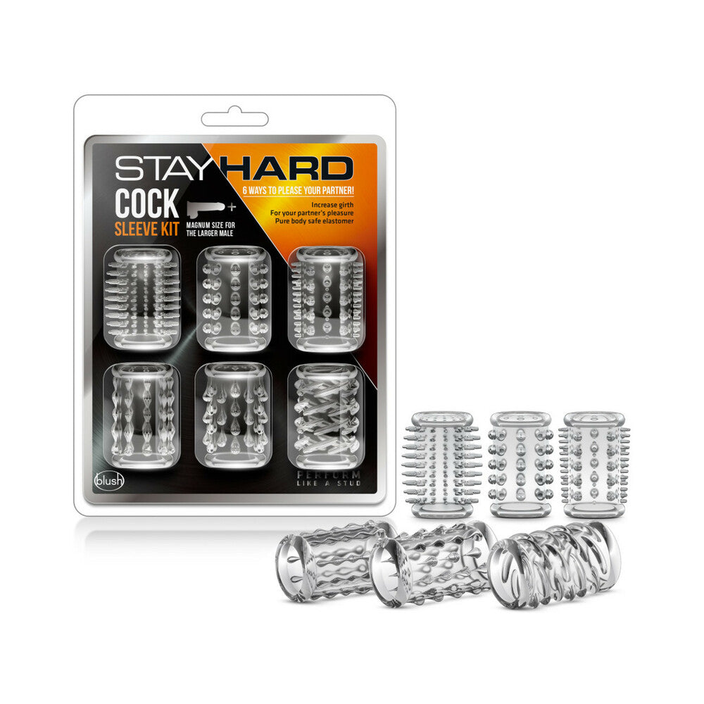 Blush Stay Hard Cock Sleeve Kit - Clear Box Of 6