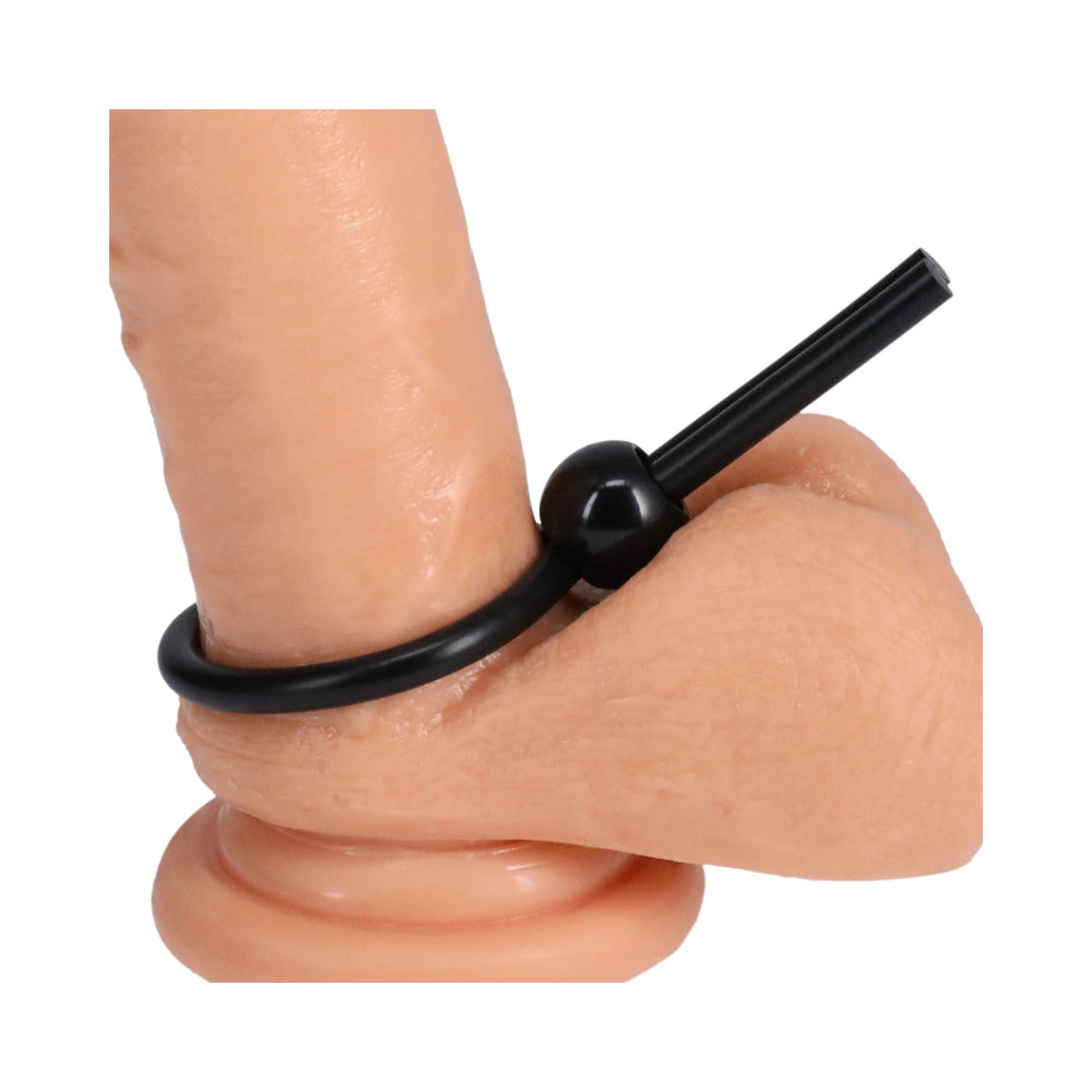 Rock Solid Lasso Single Adjustable Black Silicone Cock Tie