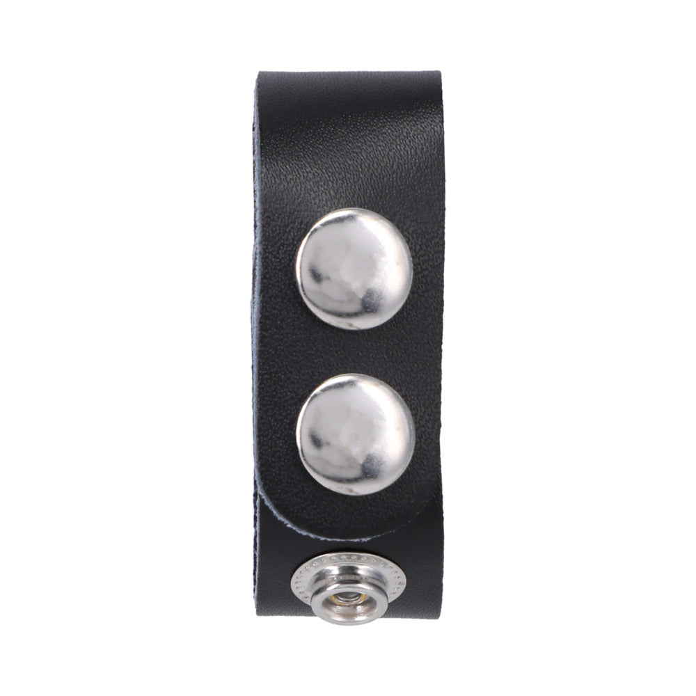 Rock Solid Adjustable Leather 3 Snap Cock Ring Black