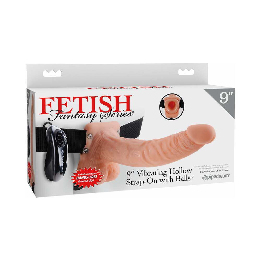 Fetish Fantasy Series 9-Inch Vibrating Hollow Strap-On With Balls - Brown