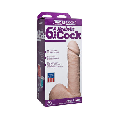 Vac-U-Lock 6&quot; Realistic Dildo - Beige