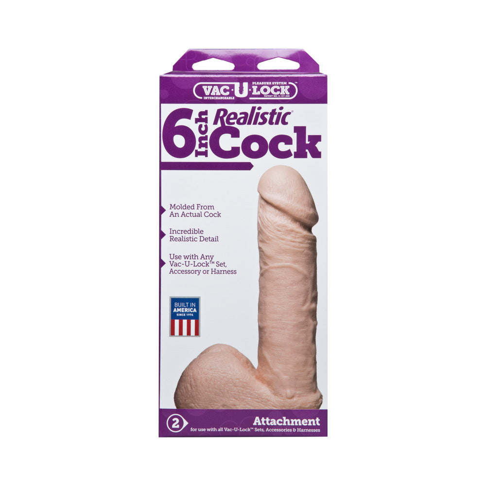 Vac-U-Lock 6&quot; Realistic Dildo - Beige