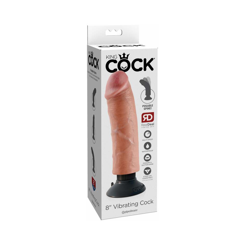 King Cock 8 Inches Vibrating Dildo Beige