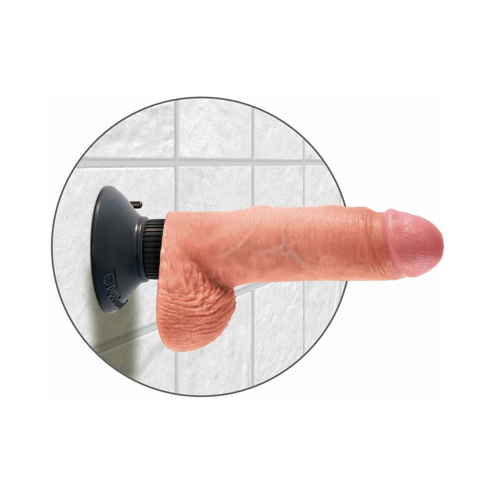 King Cock 7 Inches Vibrating Cock With Balls Beige