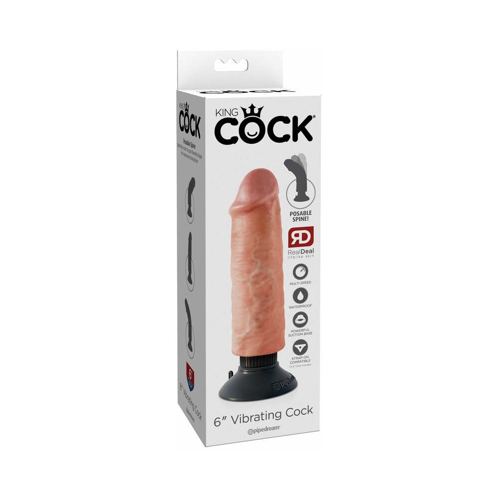 King Cock 6 Inches Vibrating Dildo Beige