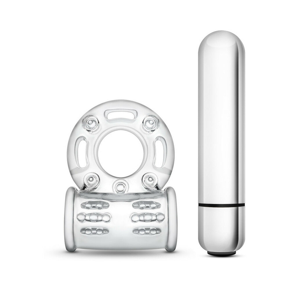 Blush Stay Hard 10 Function Vibrating Bull Ring Cock Ring - Clear