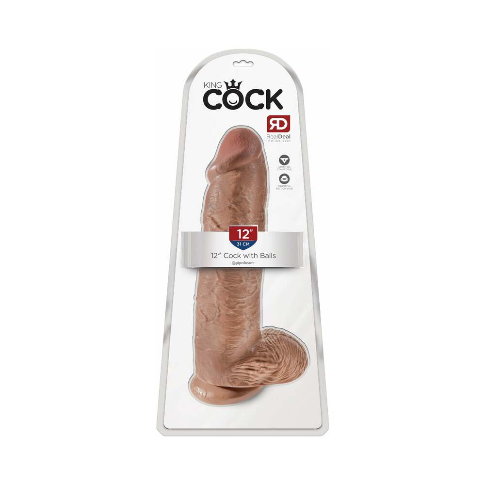 King Cock 12 Inch  Cock W/Balls Tan