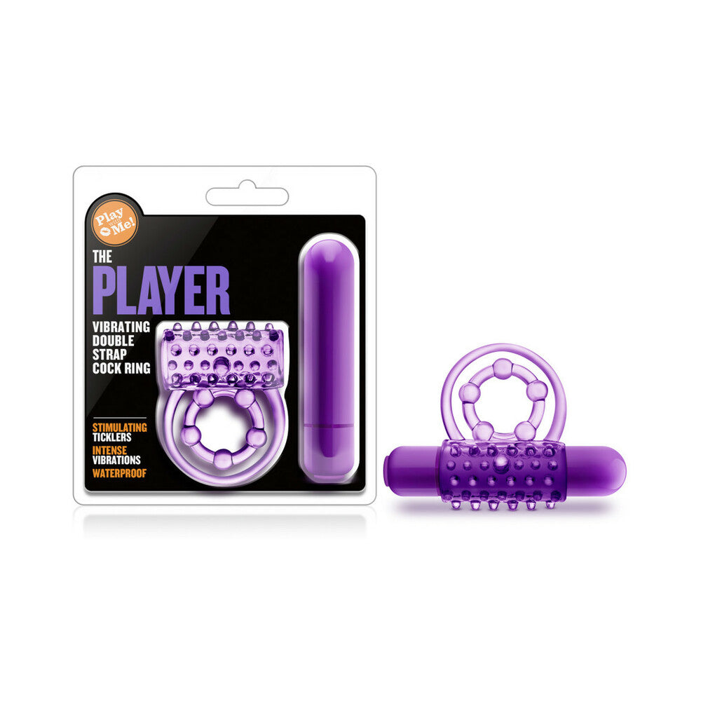 Blush Play With Me The Player Vibrating Double Strap Cockring - Purple