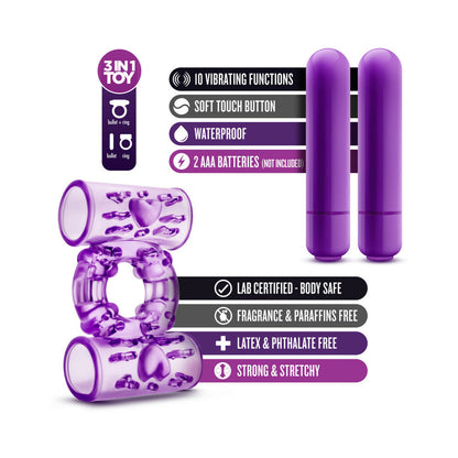 Blush Play With Me Double Play Dual Vibrating Cockring - Purple