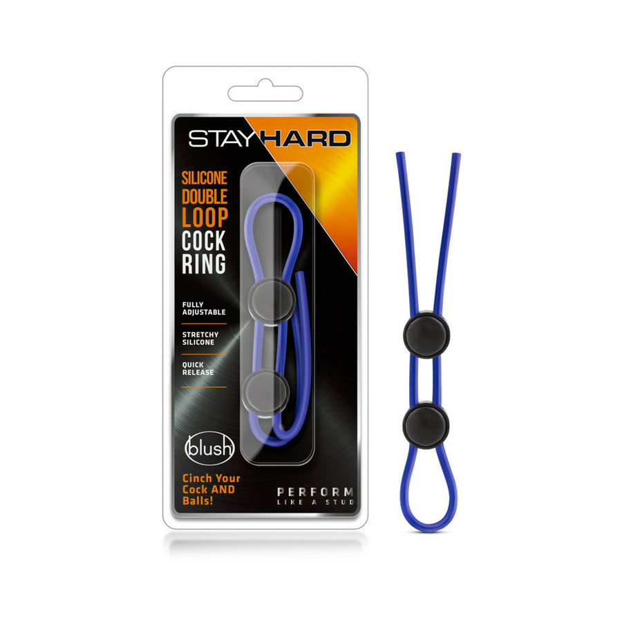 Blush Stay Hard Vibrating Cock Ring 2 Pack - Blue