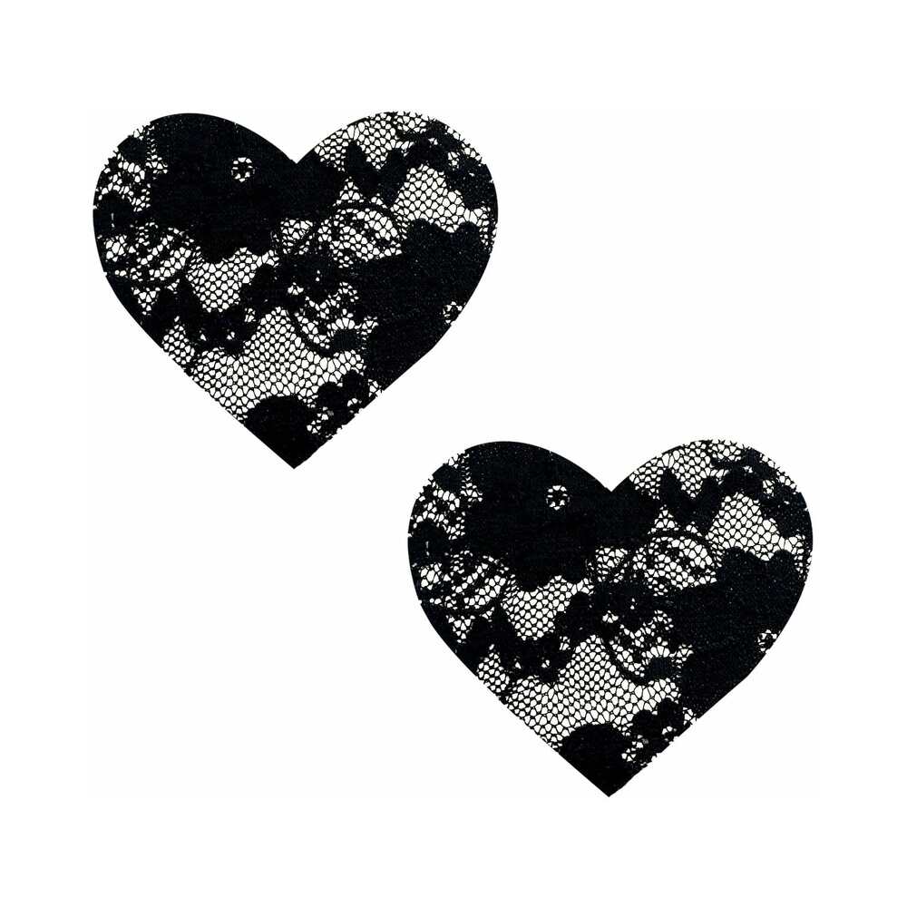 Neva Nude Pasty Heart Lace Black