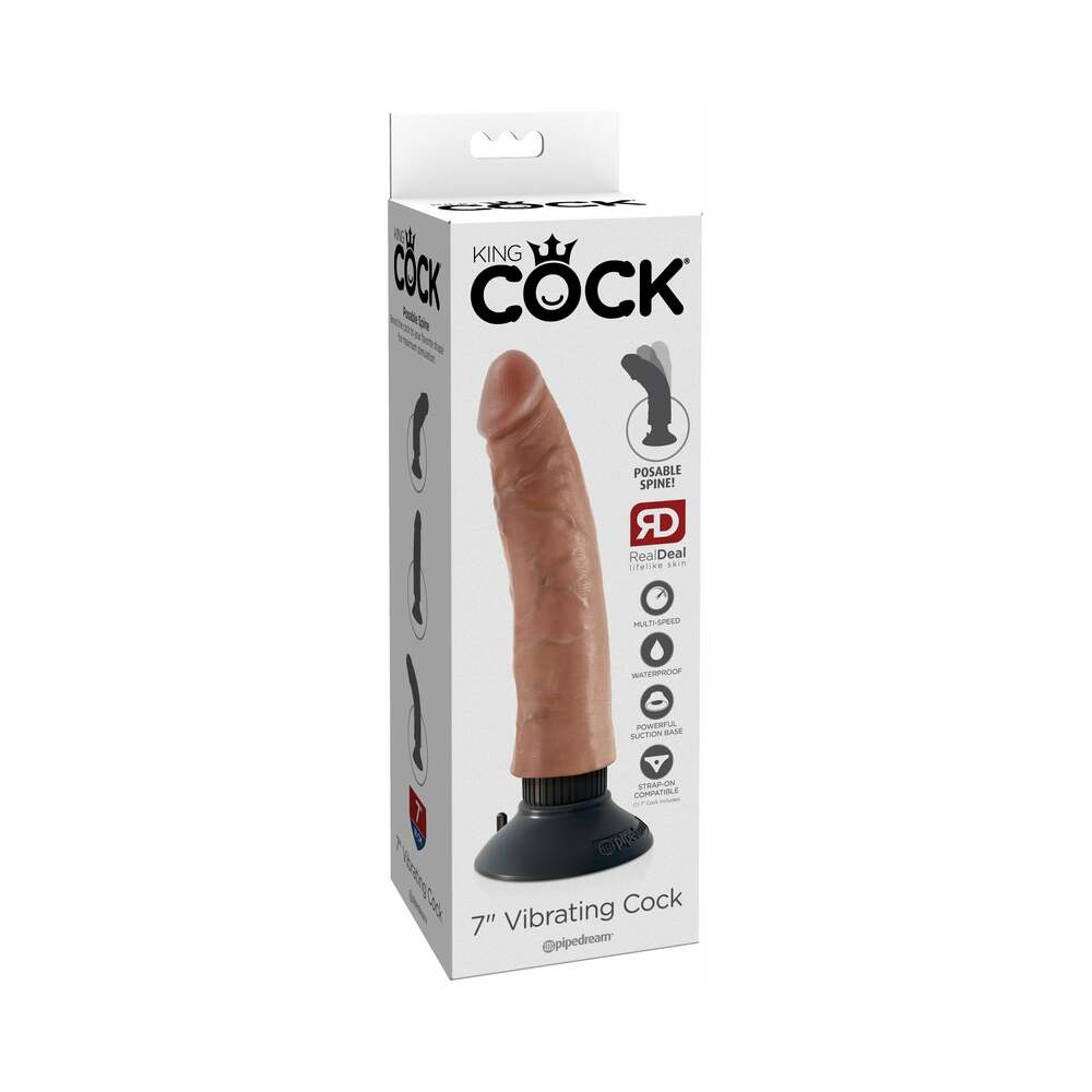 King Cock 7In Vibrating Cock Tan