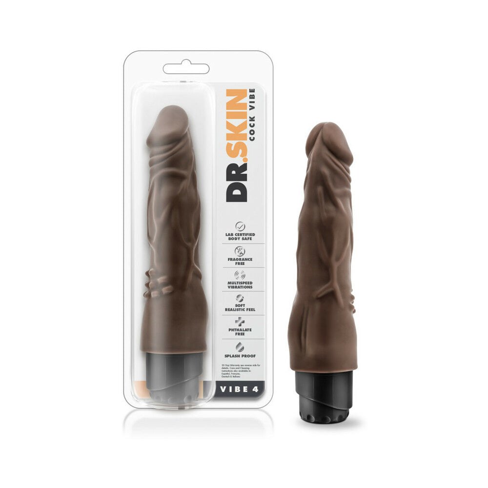 Dr. Skin - Cock Vibe 4 - 8 Inch Vibrating  Cock - Chocolate