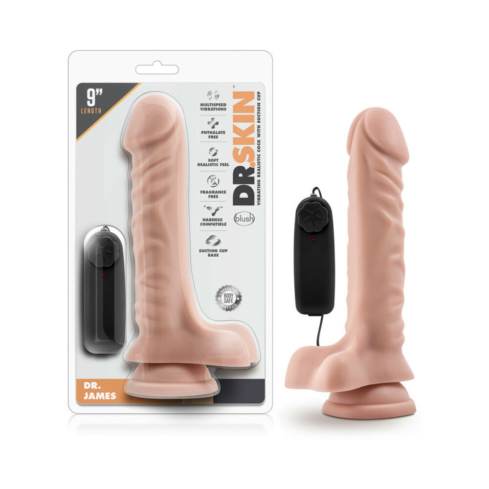 Dr. Skin - Dr. James - 9In Vibrating Cock With Suction Cup - Vanilla