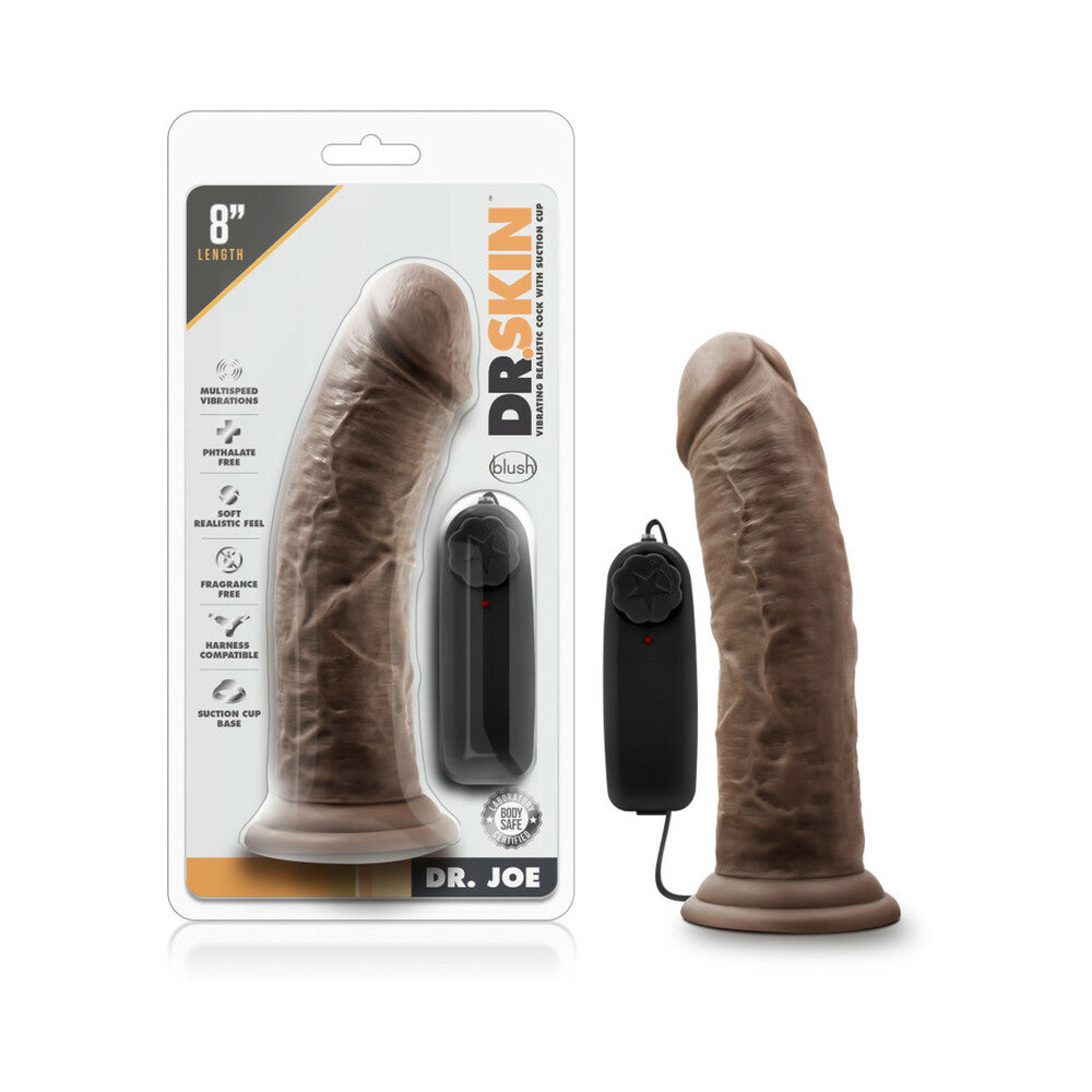 Dr. Skin - Dr. Joe - 8 Inch Vibrating Cock With  Suction Cup - Mocha