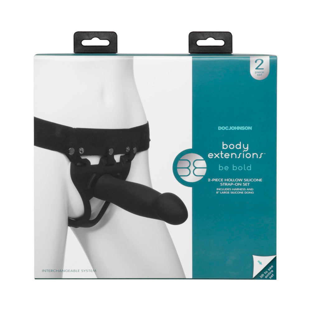 Body Ext Hollow Bulbed Strap-On 2Pc Set