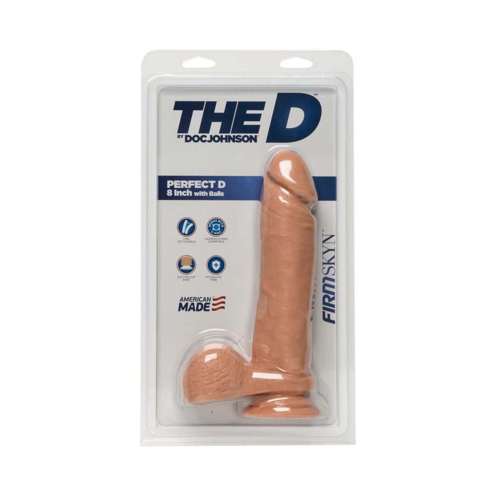 The D The Perfect D 8 Inches Dildo With Balls Beige