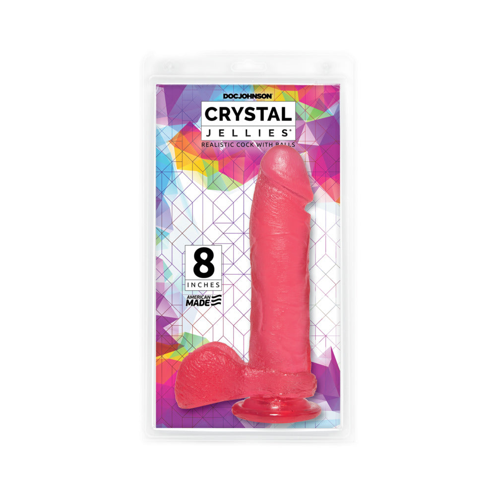 Crystal Jellies - 8In Realistic Cock W/Balls Pink