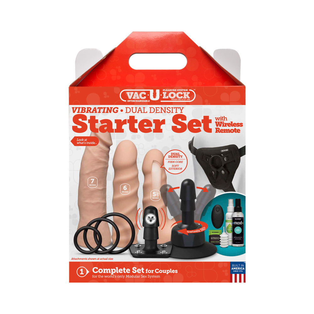 Vac-U-Lock Vibrating Dual Density Starter Set With Wireless Remote