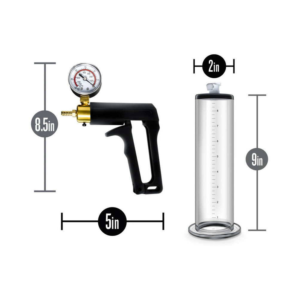 Performance - Vx7 Vacuum Penis Pump With Brass Trigger &amp; Pressure Gauge  -  Clear