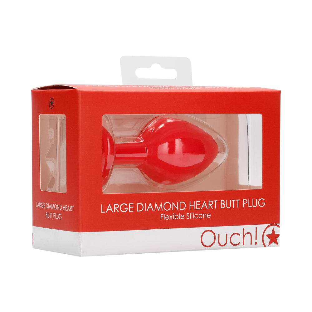 Diamond Heart Butt Plug - Large - Red