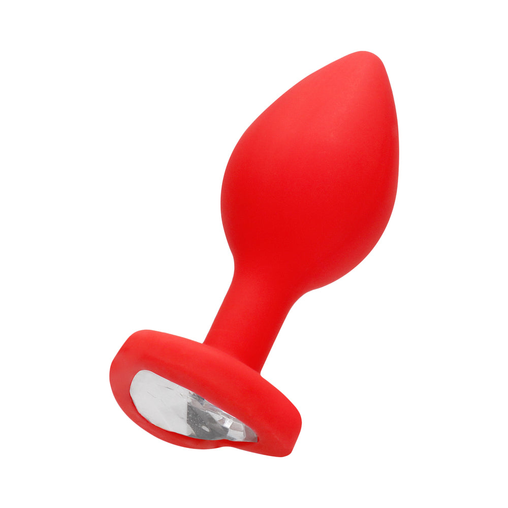 Diamond Heart Butt Plug - Large - Red