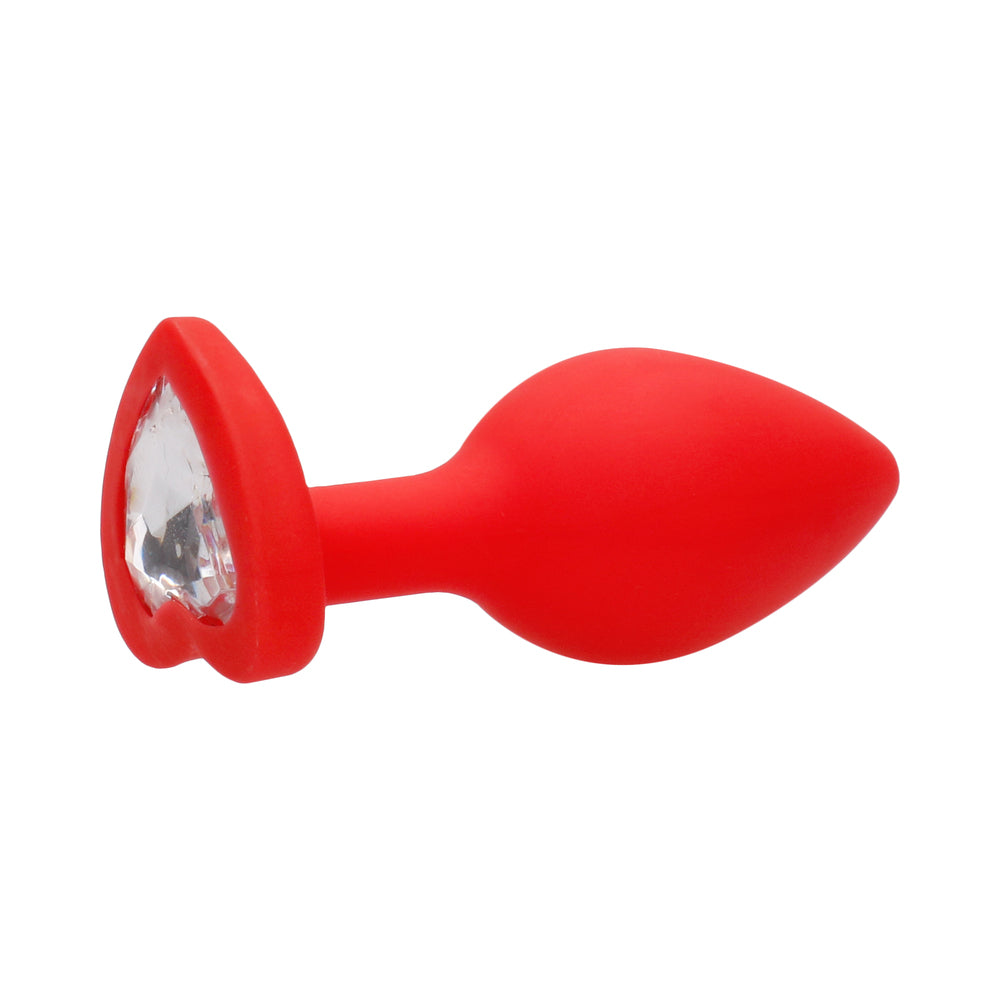 Diamond Heart Butt Plug - Large - Red