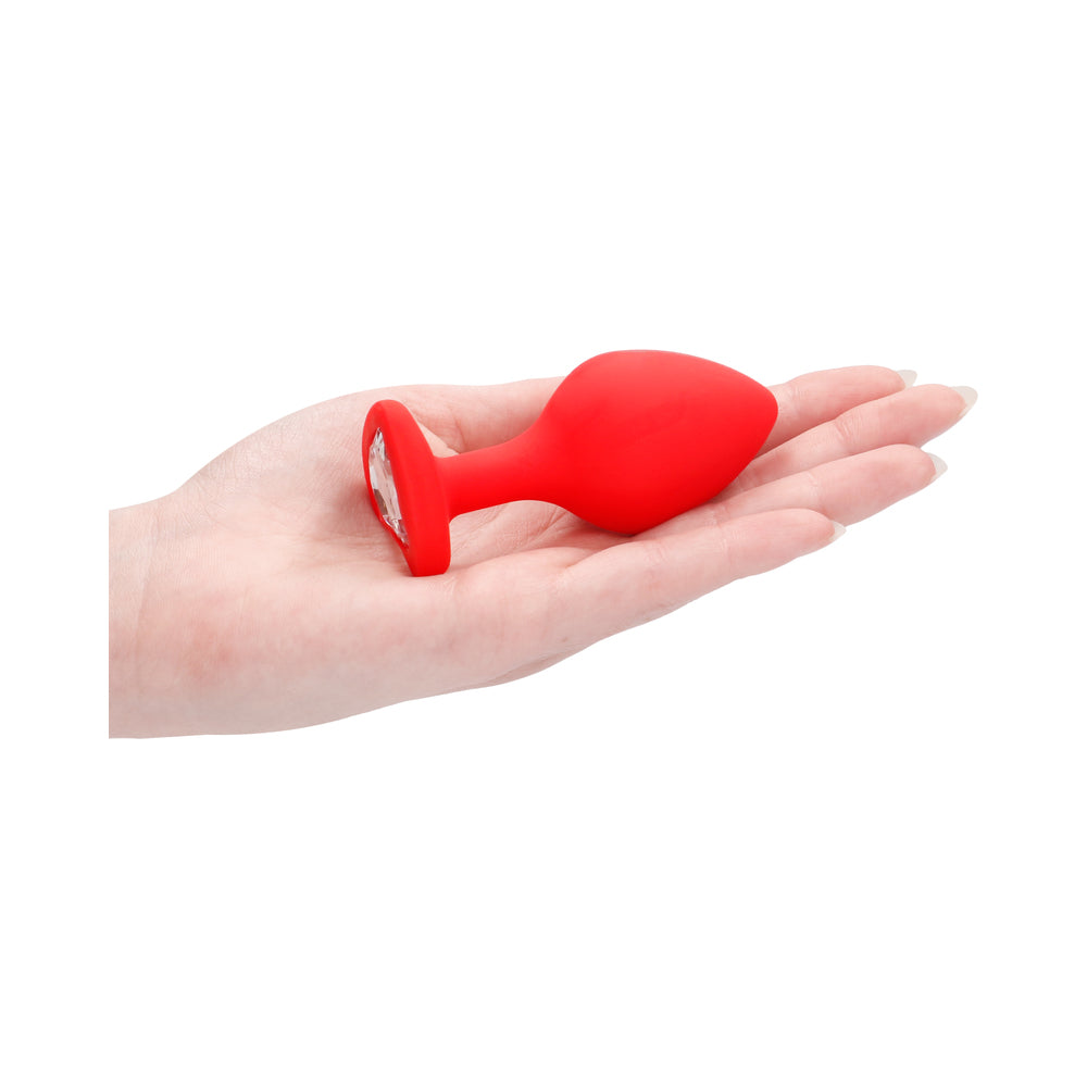 Diamond Heart Butt Plug - Large - Red