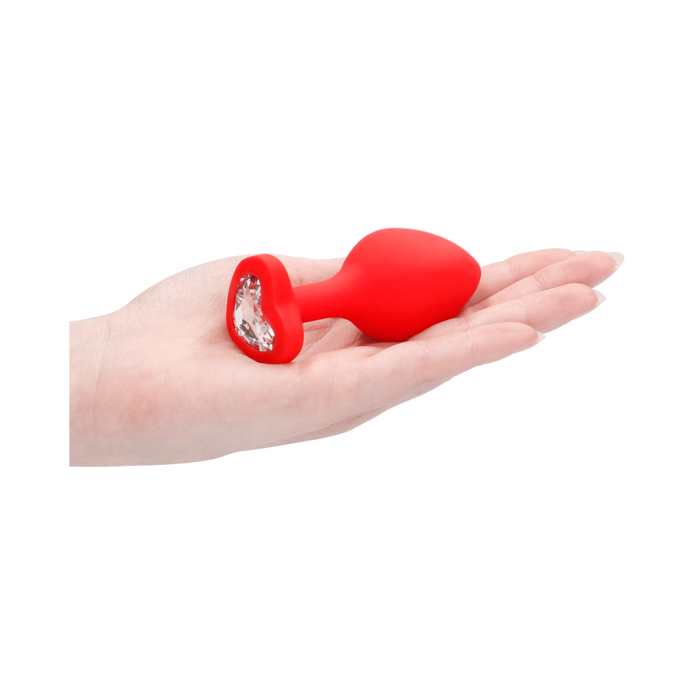 Diamond Heart Butt Plug - Large - Red