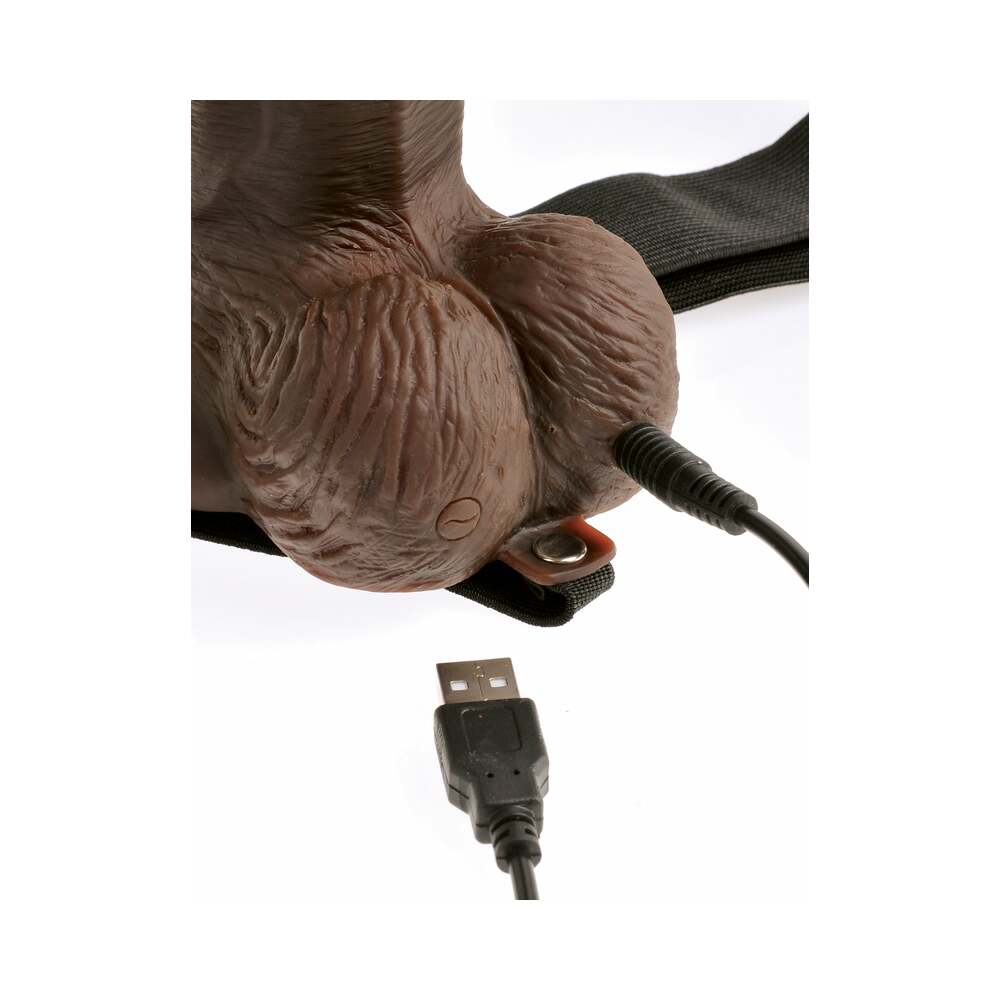 Fetish Fantasy 8In Hollow Rechargeable Strap-On With Remote, Brown