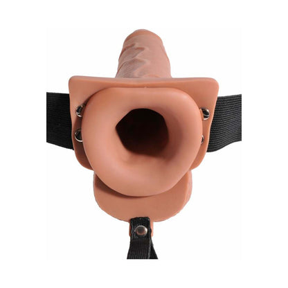 Fetish Fantasy 7.5In Hollow Squirting Strap-On With Balls, Tan