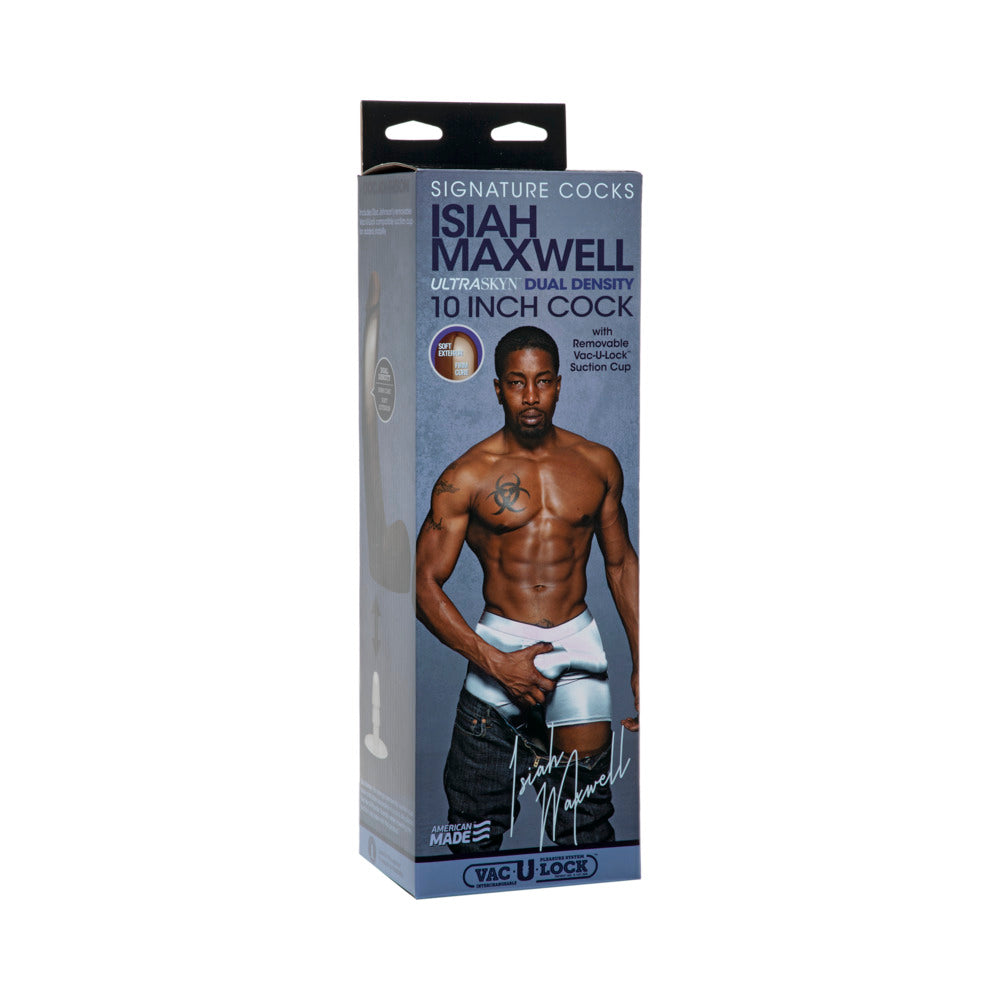 Signature Cocks Isiah Maxwell 10 Inch Ultraskyn Cock With Removable Vac-U-Lock Suction Cup Chocolate