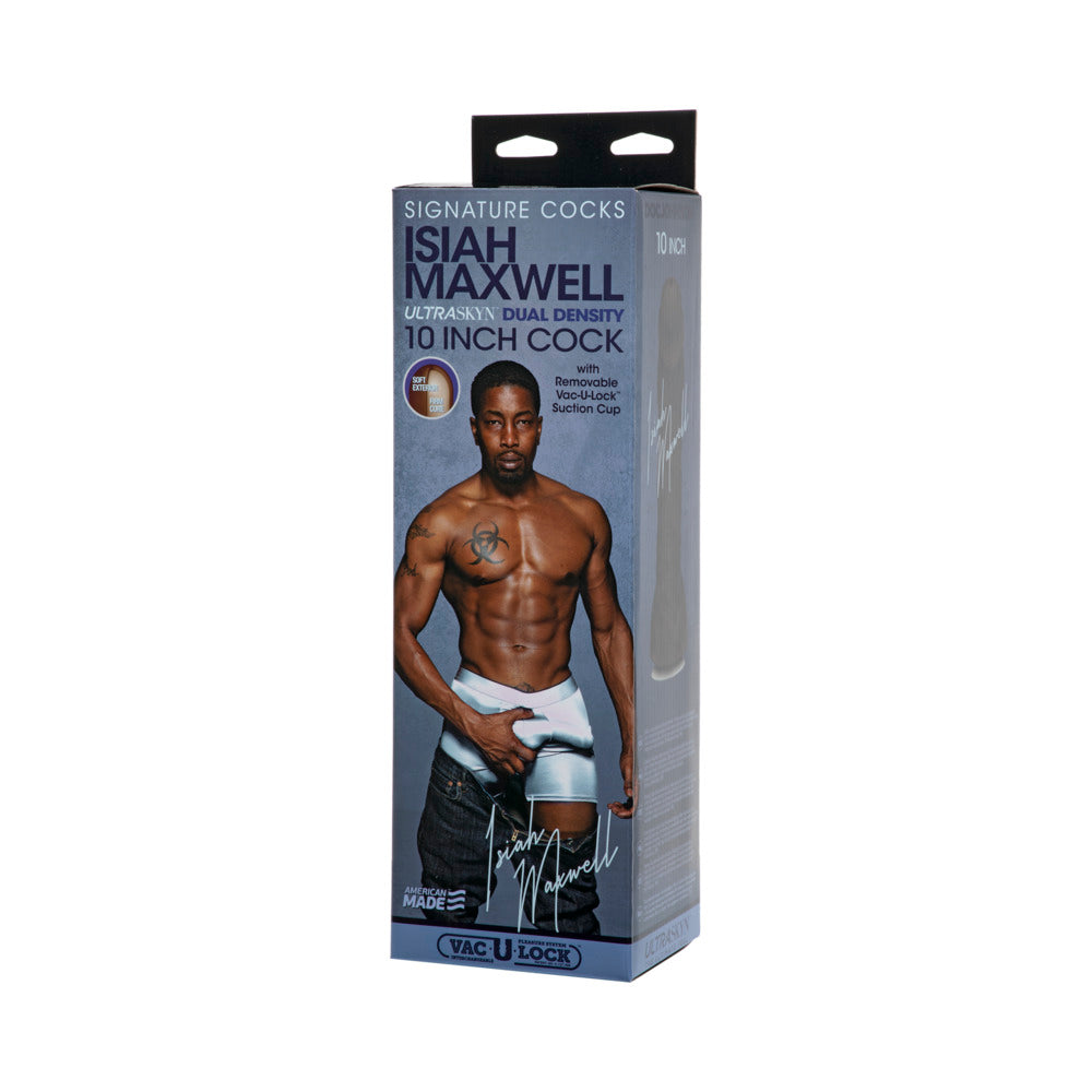 Signature Cocks Isiah Maxwell 10 Inch Ultraskyn Cock With Removable Vac-U-Lock Suction Cup Chocolate