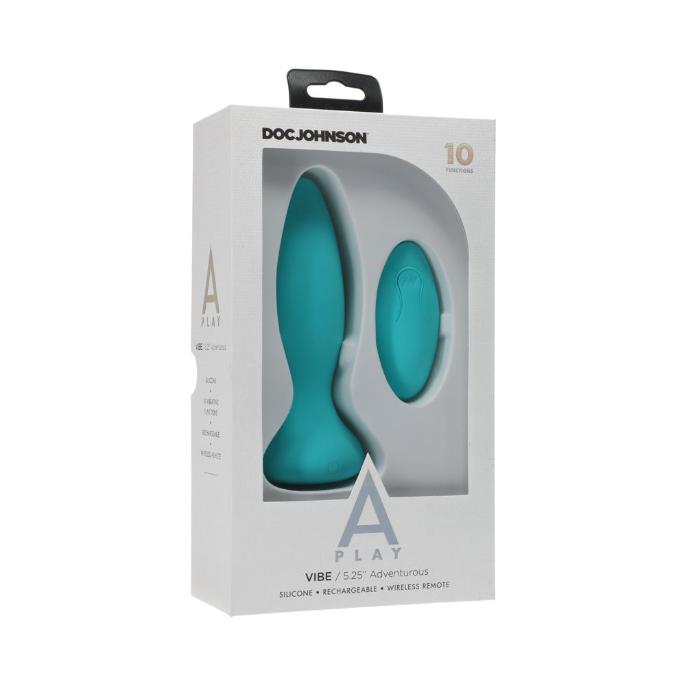 A Play Rechargeable Silicone Adventurous Anal Plug W/Remote - Teal