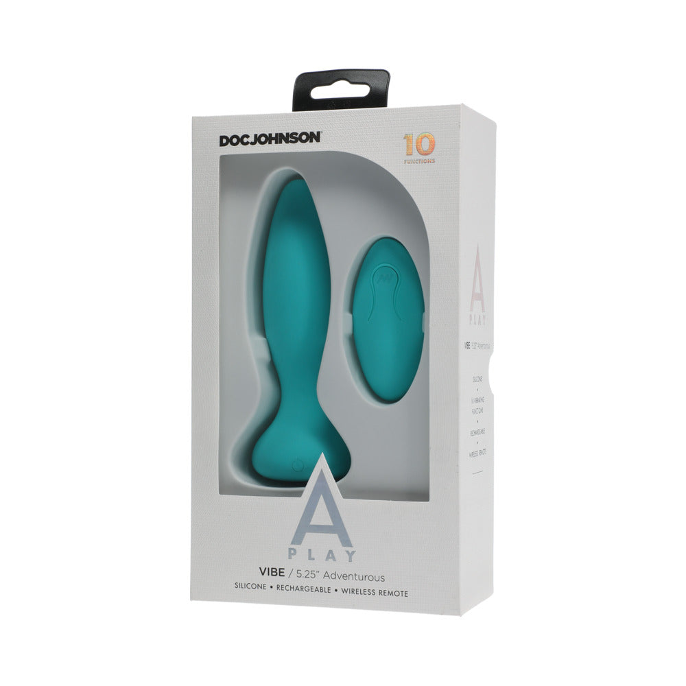 A Play Rechargeable Silicone Adventurous Anal Plug W/Remote - Teal