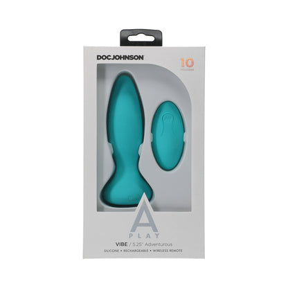 A Play Rechargeable Silicone Adventurous Anal Plug W/Remote - Teal