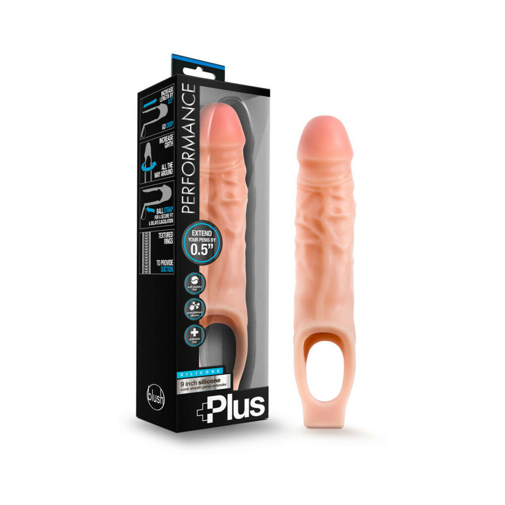 Performance Plus - 9 Inch Silicone Cock Sheath Penis Extender - Vanilla