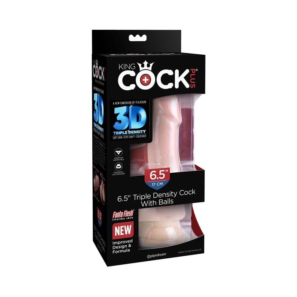 King Cock Triple Density 6.5 Inches Dildo With Balls Beige